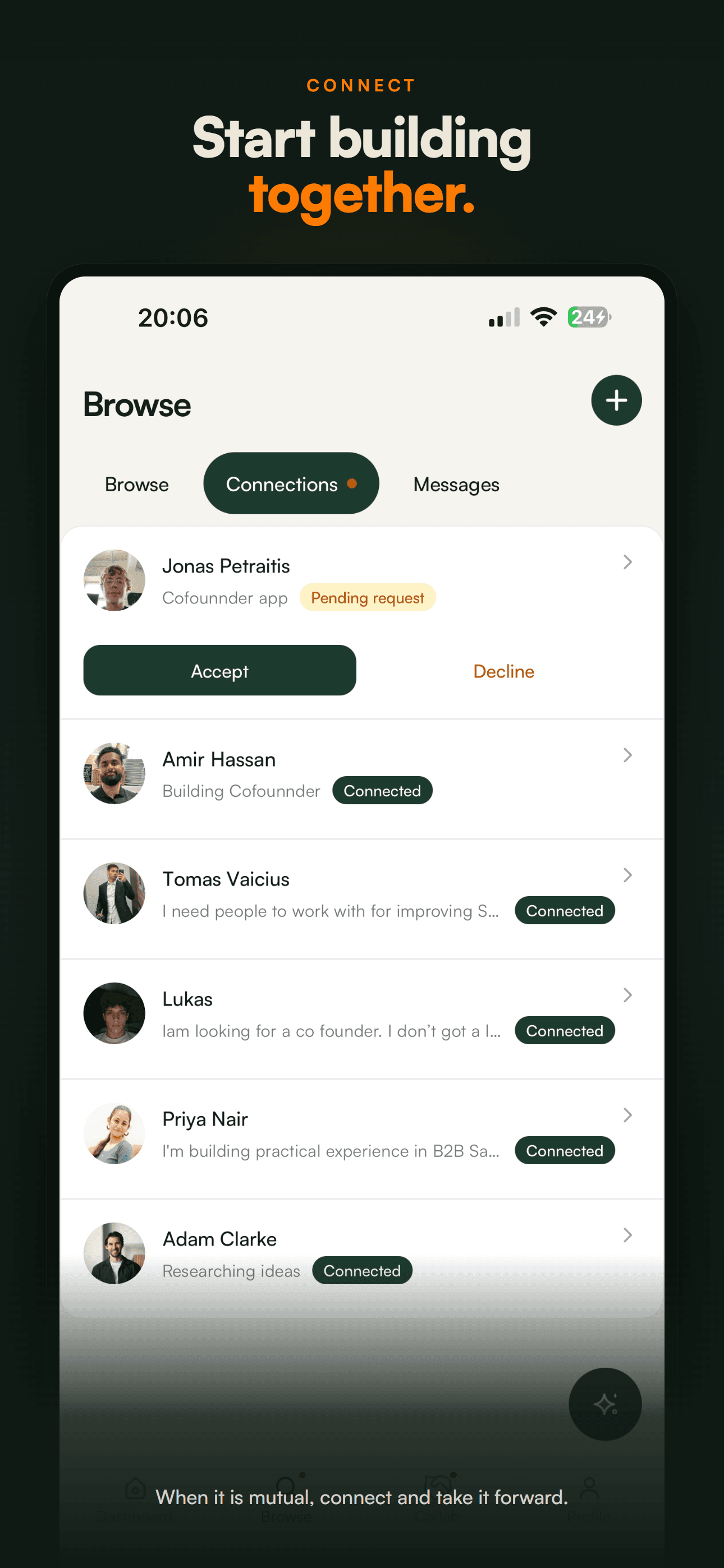 Connecting with a founder